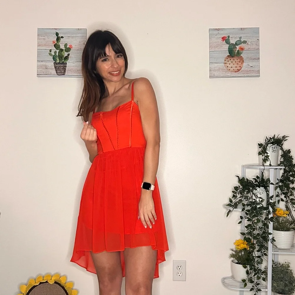 Red orange cocktail dress ๐๐ธ๐งก - Picture 6 of 6
